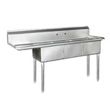 Blue Air BS3-18-12/L - Sink, 3-compartments, 18" Left Drainboard