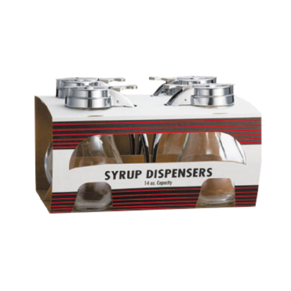 Tablecraft C414-4 Cash & Carry Syrup Dispensers 14 Oz. Teardrop Glass