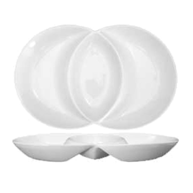 International Tableware FA2-12 Unity Compartment Plate 12"W X 7-3/4"D X 1-1/4"H 3-compartment