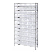 Quantum WR12-107CL Bin Wire Shelving System 36"W X 12"D X 74"H Overall Size 800 Lb. Capacity Per Shelf