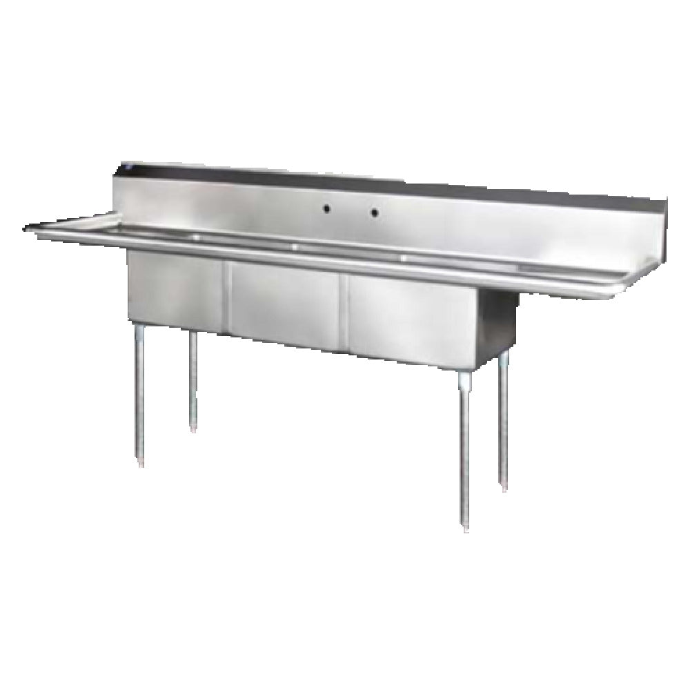 Blue Air BS3-18-12/2D - Sink, 3-compartments, 18" Right & Left Drainboard