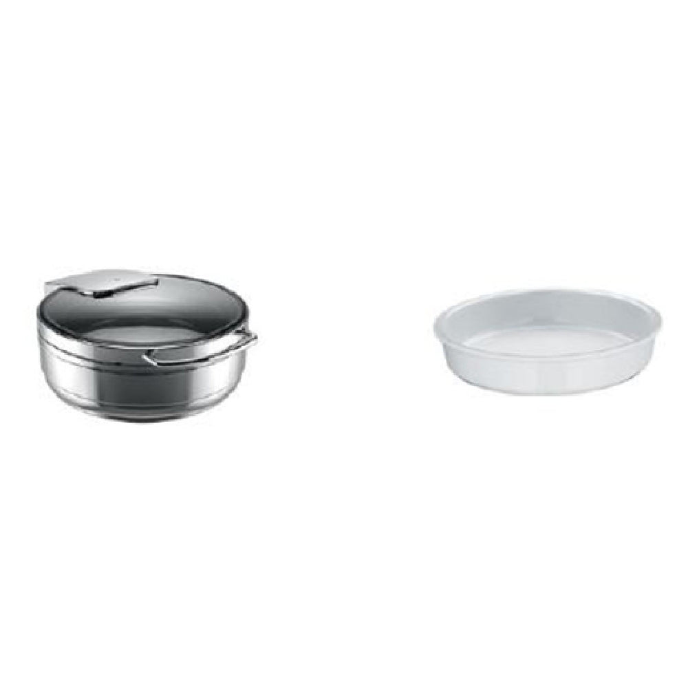 BauscherHepp 55.0001.6090 Chafing Dish Promo Kit Includes: (1) Round Induction Chafing Dish (55.0001.6040) & (3) 131.3 Oz. Porcelain Inserts (60.3072.9990)