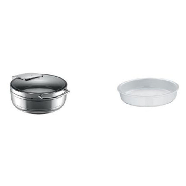 BauscherHepp 55.0001.6090 Chafing Dish Promo Kit Includes: (1) Round Induction Chafing Dish (55.0001.6040) & (3) 131.3 Oz. Porcelain Inserts (60.3072.9990)