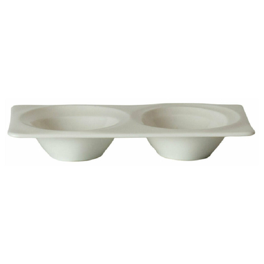 Steelite 41145ST1237 Sauce Dish With 2 Divisions 1.5 Oz 5.0" X 3.25" X 0.75"