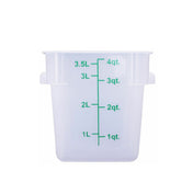 Hubert 29A-046 - Kratos® CenPro Square Food Storage Container, 4 Qt. Capacity, Translucent