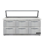 Continental Refrigerator SW72N30M-HGL-FB-D Mighty Top Sandwich Unit With Hinged Glass Lid