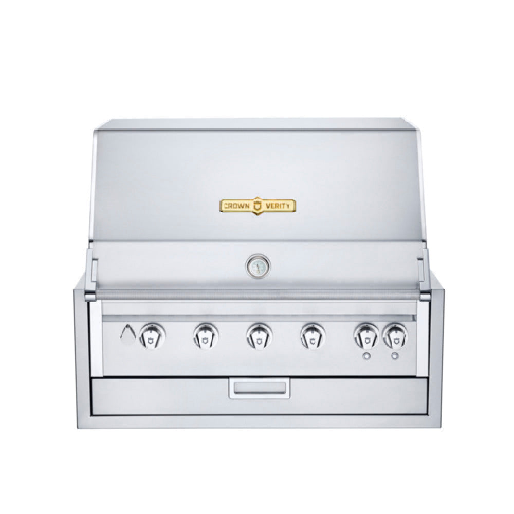 Crown Verity IBI36-LT Infinite Series 36" Built-In Outdoor Charbroiler Grill (5) 14750 BTUH Stainless Steel Burners