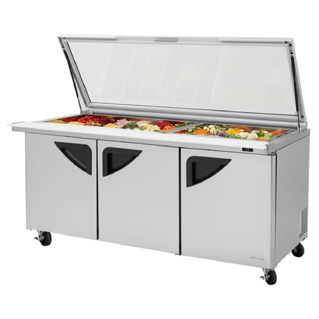 Turbo Air TST-72SD-30-N-GL Super Deluxe Sandwich/Salad Mega Top Unit With Glass Lids