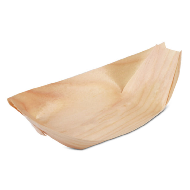 JB Prince RB329 5.5 Poplar Wood Serving Boat 5.5"W X 3"D X 0.5"H Bamboo (50 Pack)