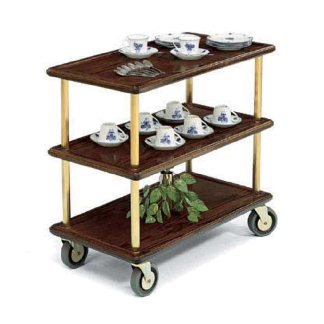 Forbes Industries 5530 Service Cart (3) Wood Veneer Shelves Raised Solid Wood Molding