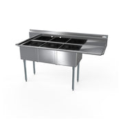 NBR Equipment 3SG-151514R24 Economy Sink Three-compartment 71-1/2"W X 20-1/2"D X 43-3/4"H Overall Size