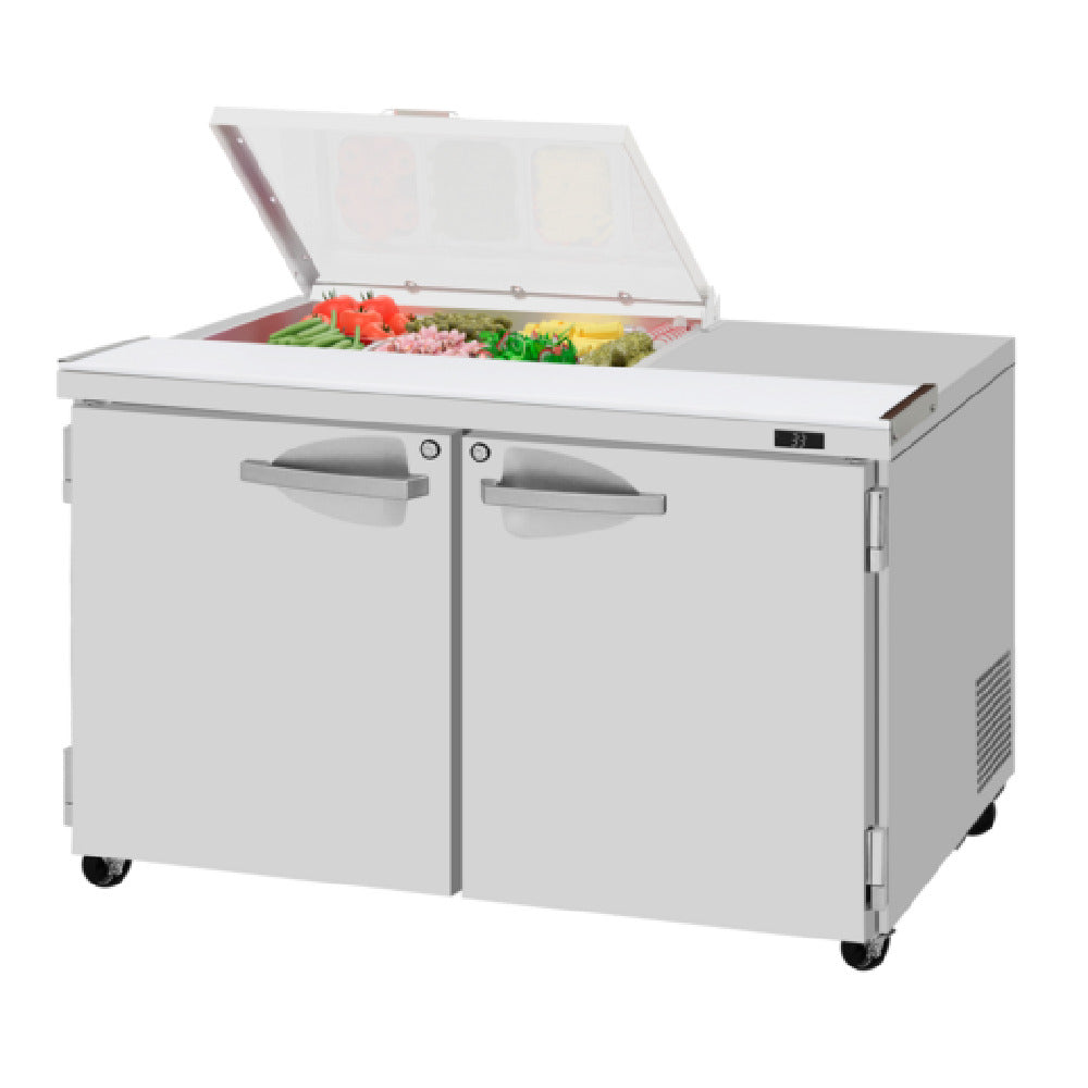 Turbo Air PST-48-08S-N-FCL PRO Series Sandwich/Salad Prep + Work Station With Flat Clear Lid