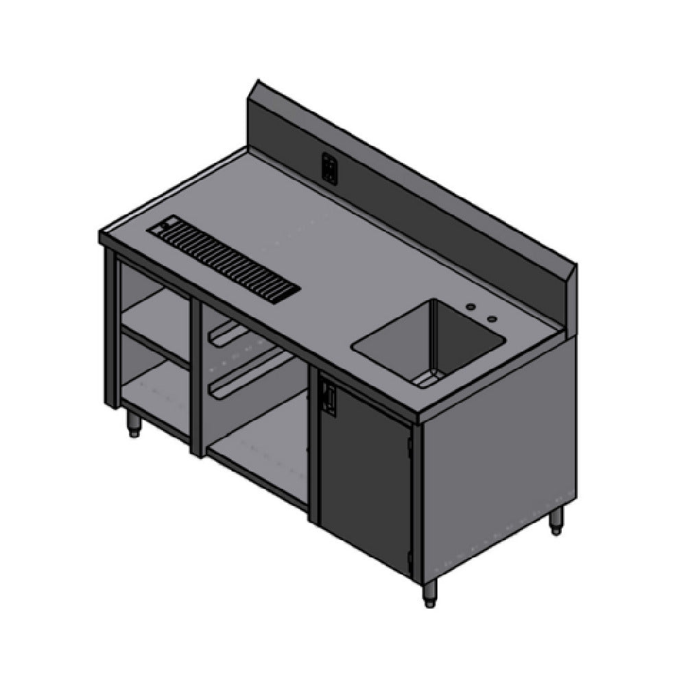 Winholt STCT-GRS3060-GFI-BC-R Beverage Counter 60"W X 30"D X 34"H 14/304 Stainless Steel Top With Marine Edge Across Front & Sides