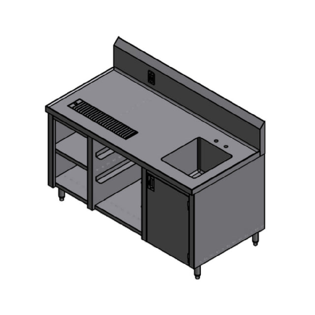 Winholt STCT-GRS3060-GFI-BC-R Beverage Counter 60"W X 30"D X 34"H 14/304 Stainless Steel Top With Marine Edge Across Front & Sides