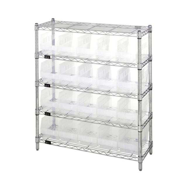 Quantum WR5-39-1236-202CL Bin Wire Shelving Center 12"D X 36"W X 39"H 800 Lbs. Capacity Per Shelf