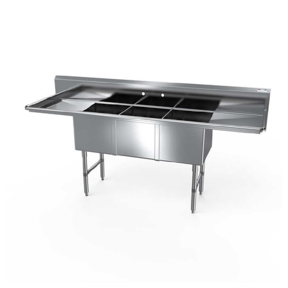 NBR Equipment 3SS-203014LR20 Premium Sink Three-compartment 103-1/4"W X 35-1/2"D X 44-1/16"H Overall Size