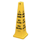 Rubbermaid FG627677YEL Safety Cone "Caution Wet Floor" 12-1/4"L X 12-1/4"W X 36"H