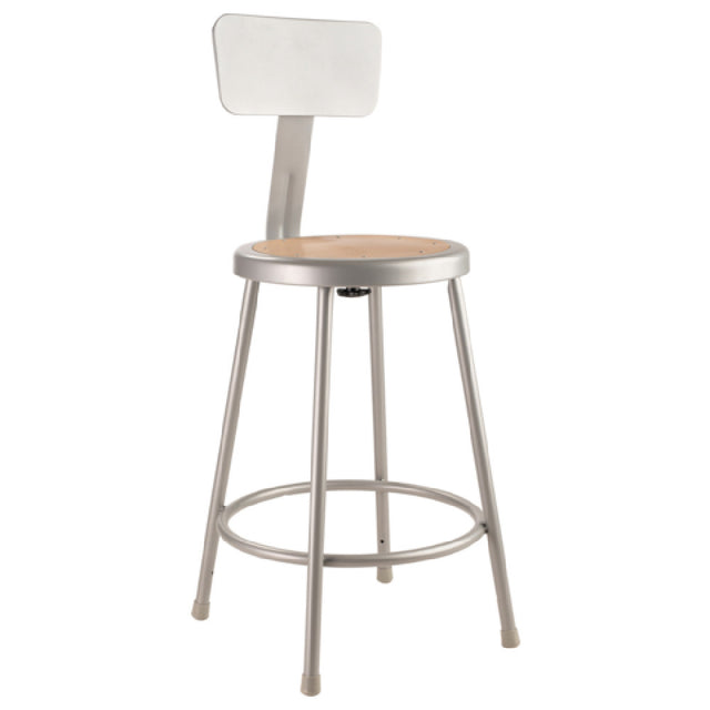 National Public Seating 6224B NPS® Heavy Duty Steel Stool With Backrest 24" 14" Round Seat