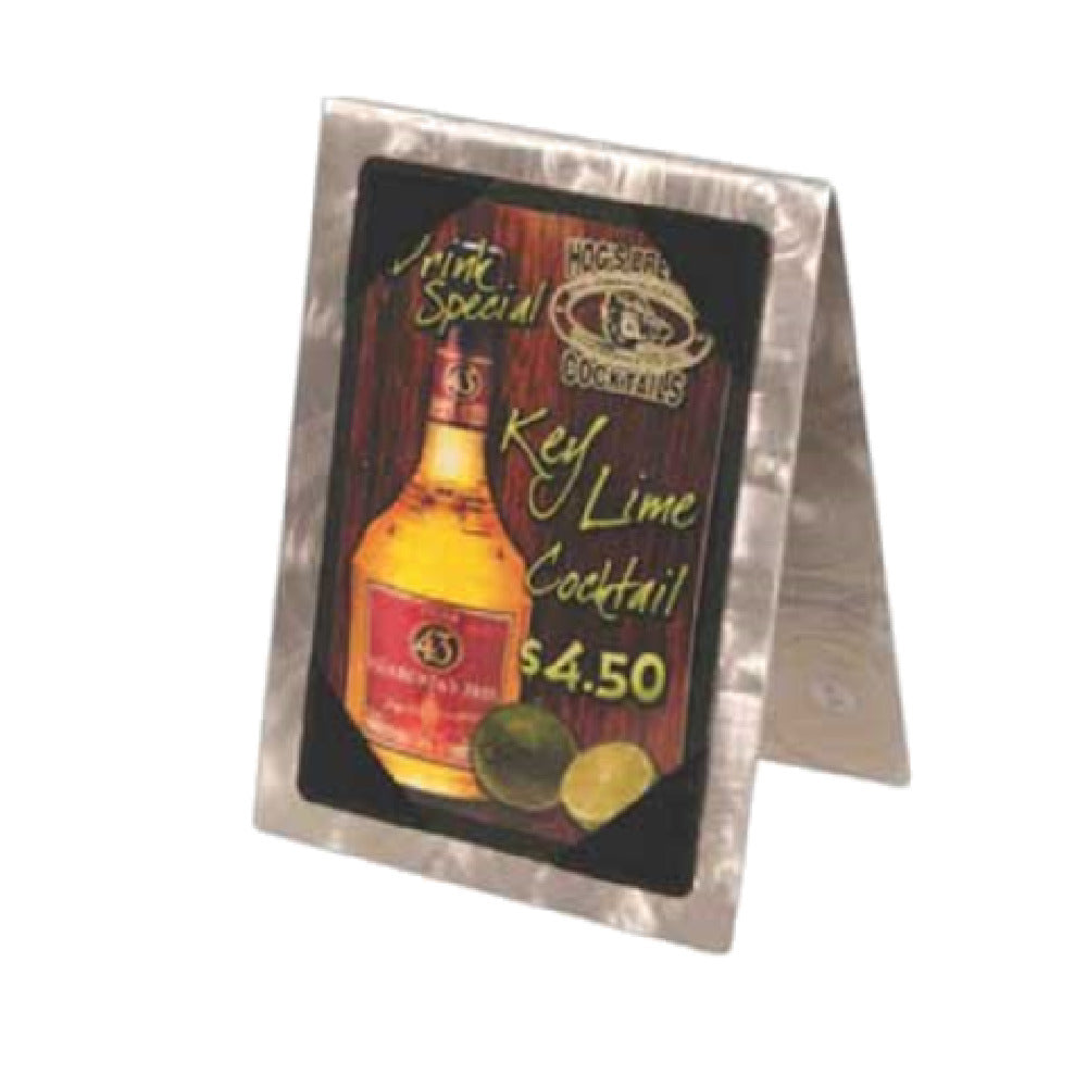 Menu Solutions MTDBL-46_SWIRL Table Tent Holds 4" X 6" Insert Double Sided