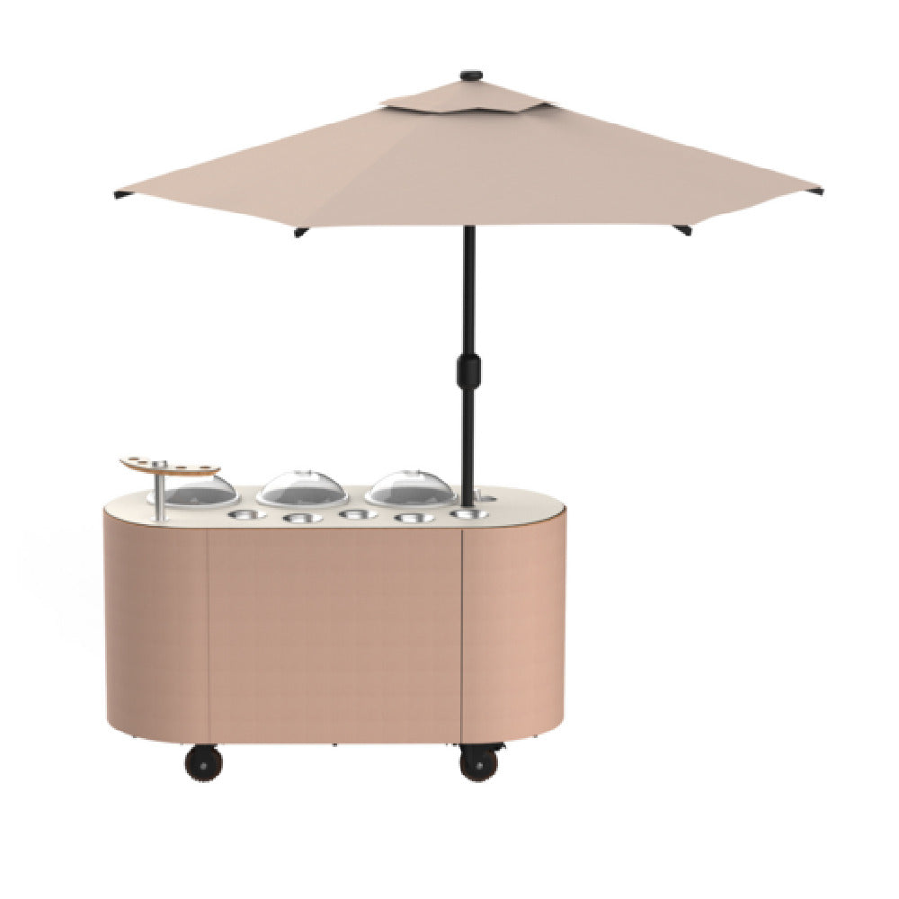 Steelite MGCOVC01VXCC - Oval Gelato Cart With Vanilla Top, Cream Cover, And Cream Umbrella