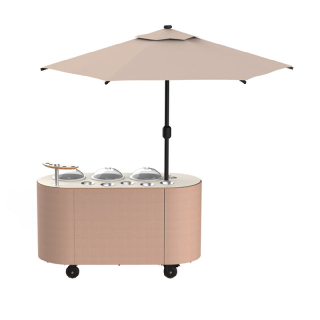 Steelite MGCOVC01VXCC - Oval Gelato Cart With Vanilla Top, Cream Cover, And Cream Umbrella