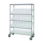 Quantum WRCSL5-63-1848-104CL Slanted Shelf Cart 48"W X 18"D X 69"H 1200 Lbs. Load Capacity