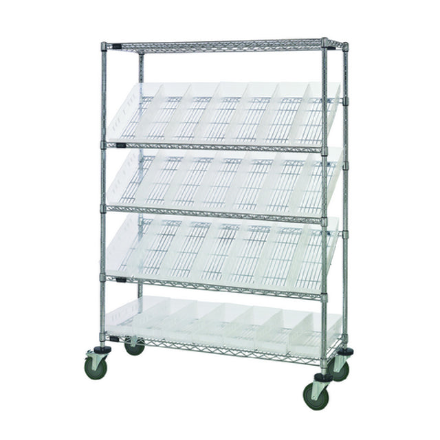 Quantum WRCSL5-63-1848-104CL Slanted Shelf Cart 48"W X 18"D X 69"H 1200 Lbs. Load Capacity