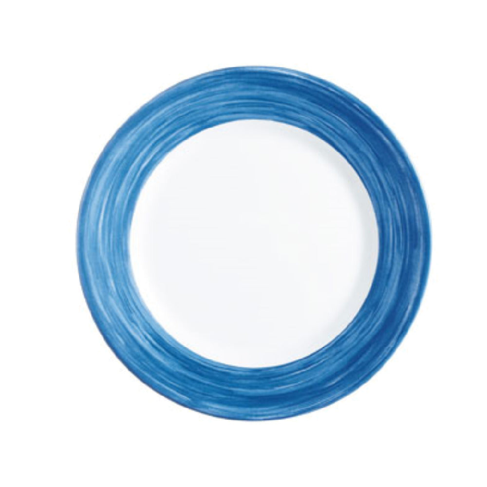 Arc Cardinal P3946 Arcoroc Brushed Blue Jean Rim Plate (D:10.0'') Fluorosilicate Opal Glass