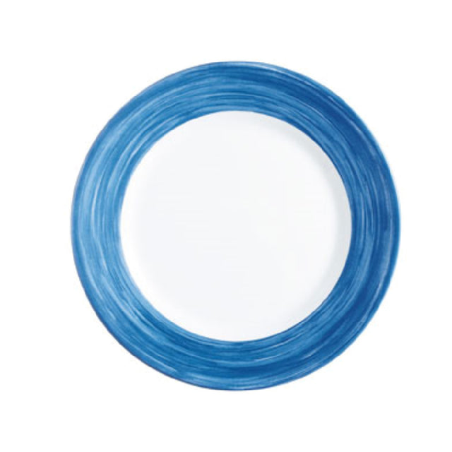Arc Cardinal H3608 Arcoroc Brushed Blue Jean Rim Plate (D:7.5'') Fluorosilicate Opal Glass