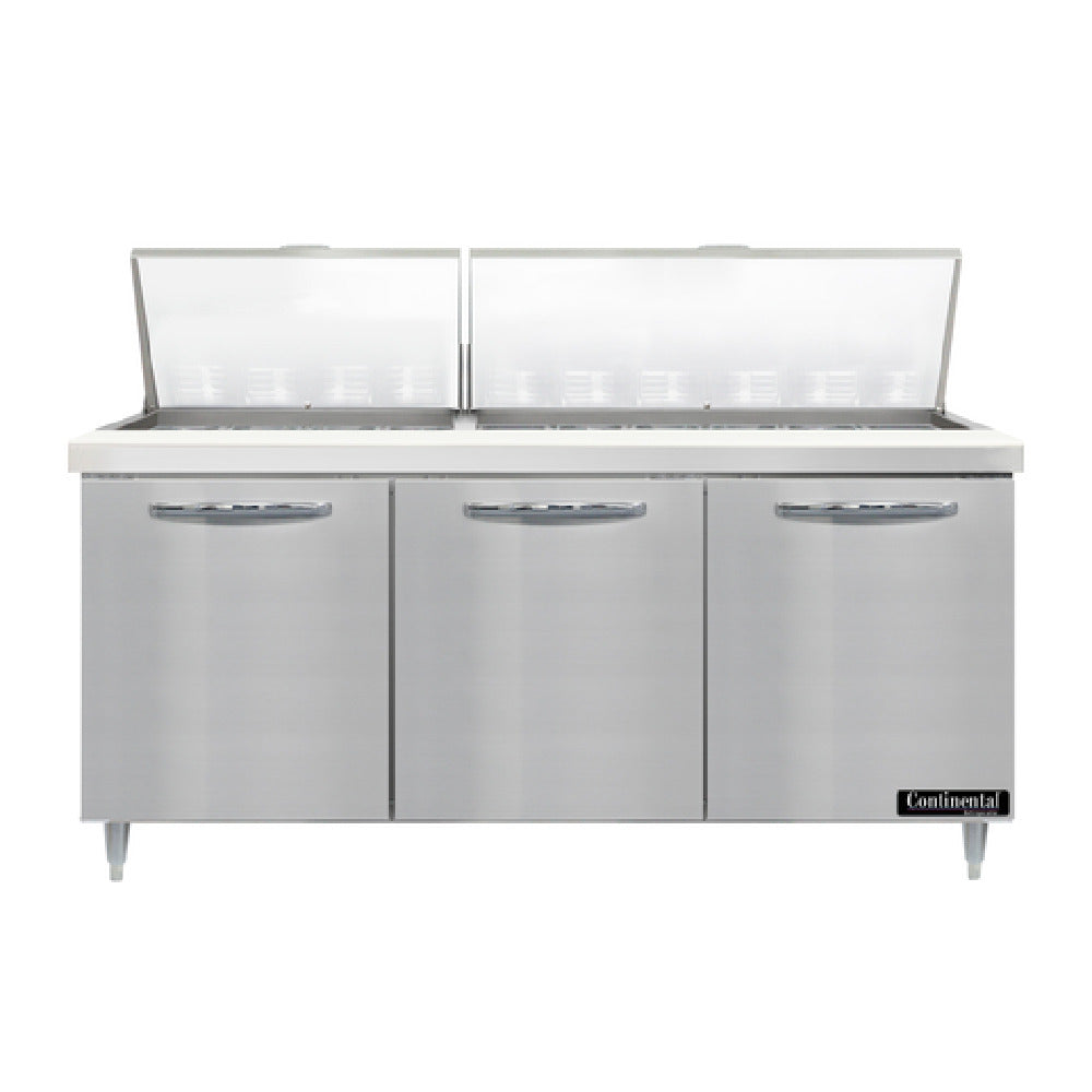 Continental Refrigerator D72N30M Designer Line Mighty Top Sandwich Unit 72"W Three-section