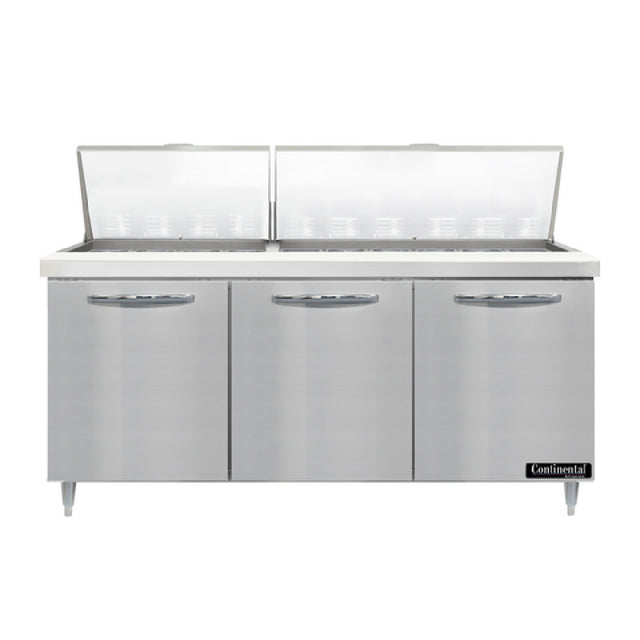 Continental Refrigerator D72N30M Designer Line Mighty Top Sandwich Unit 72"W Three-section