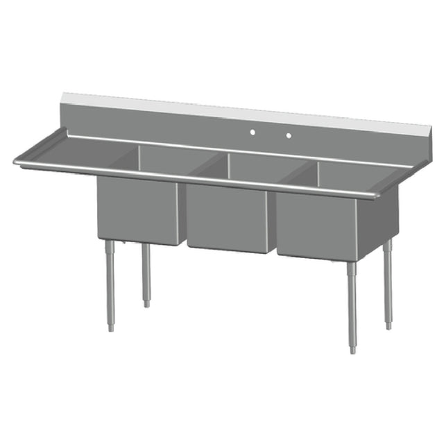 SPG 3N1620-LD24 - Universal Stainless Sink, Three Compartment, 24" Left-hand Drainboard