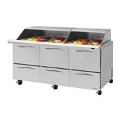 Turbo Air PST-72-30-D6-N-SL PRO Series Mega Top Sandwich/Salad Prep Table With Slide Lids