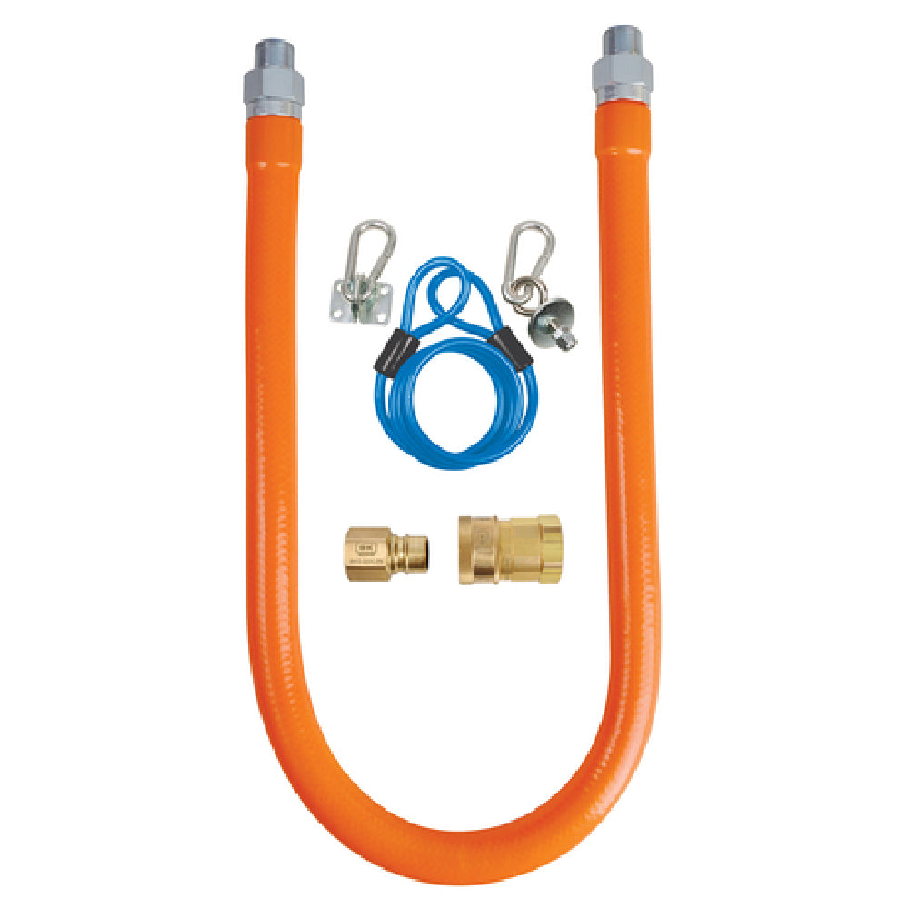 BK Resources BKG-GHC-10024-SCK2 Gas Hose Connection Kit # 2 Includes 24" Long X 1" I.D. Stainless Steel Hose With Radial Wrap & Protective Translucent Coating
