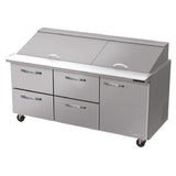 Blue Air BLMT72-D4LM-HC - Mega Top Sandwich Prep Table, Three-section, 72-3/8"W