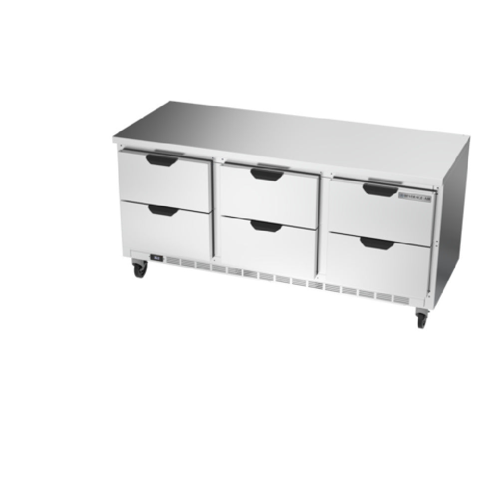 Beverage Air WTRD72AHC-6-FLT Worktop Refrigerator Three-section 35-1/2" Working Height