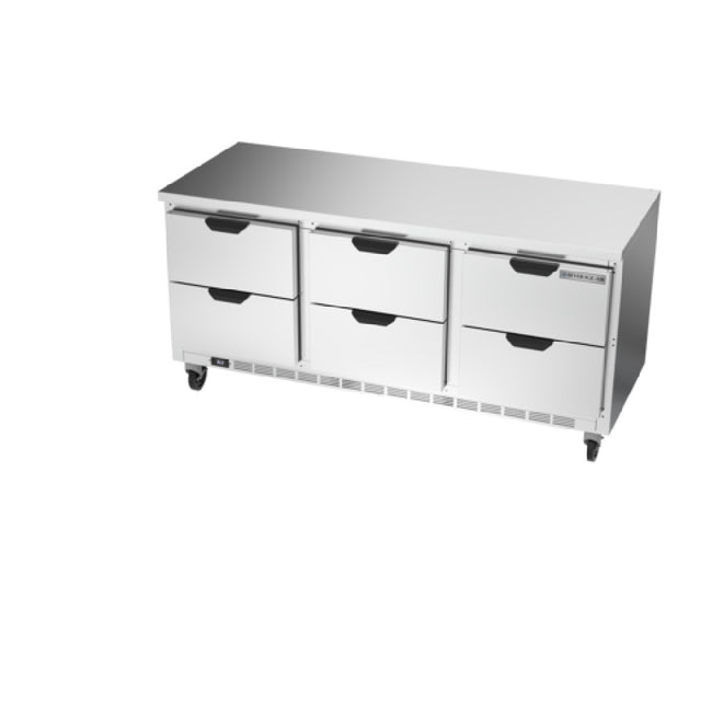 Beverage Air WTRD72AHC-6-FLT Worktop Refrigerator Three-section 35-1/2" Working Height