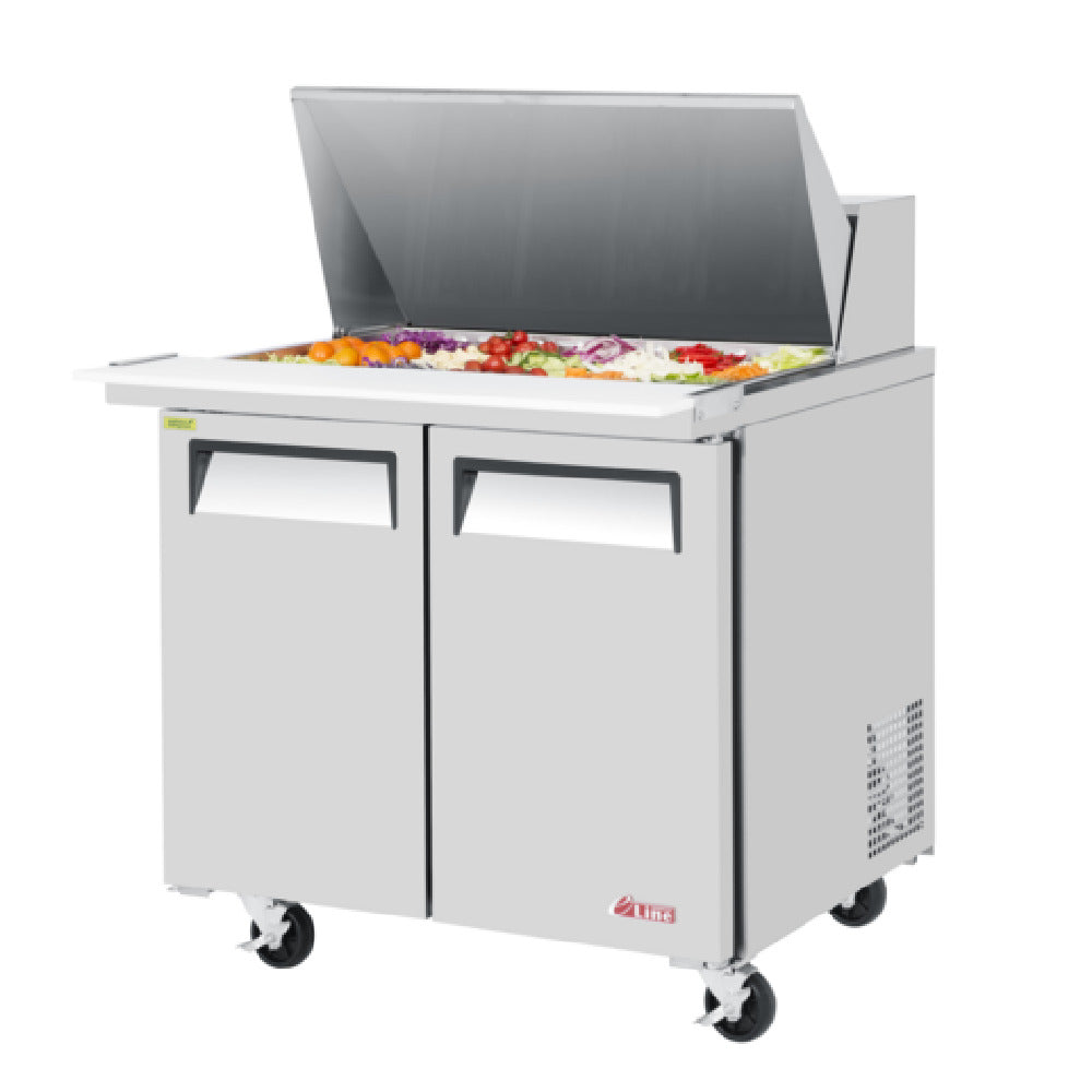 Turbo Air EST-36-15-N6-V E-line Sandwich/Salad Mega Top Unit Two-section 36-3/8"W X 34"D X 39-5/8"H