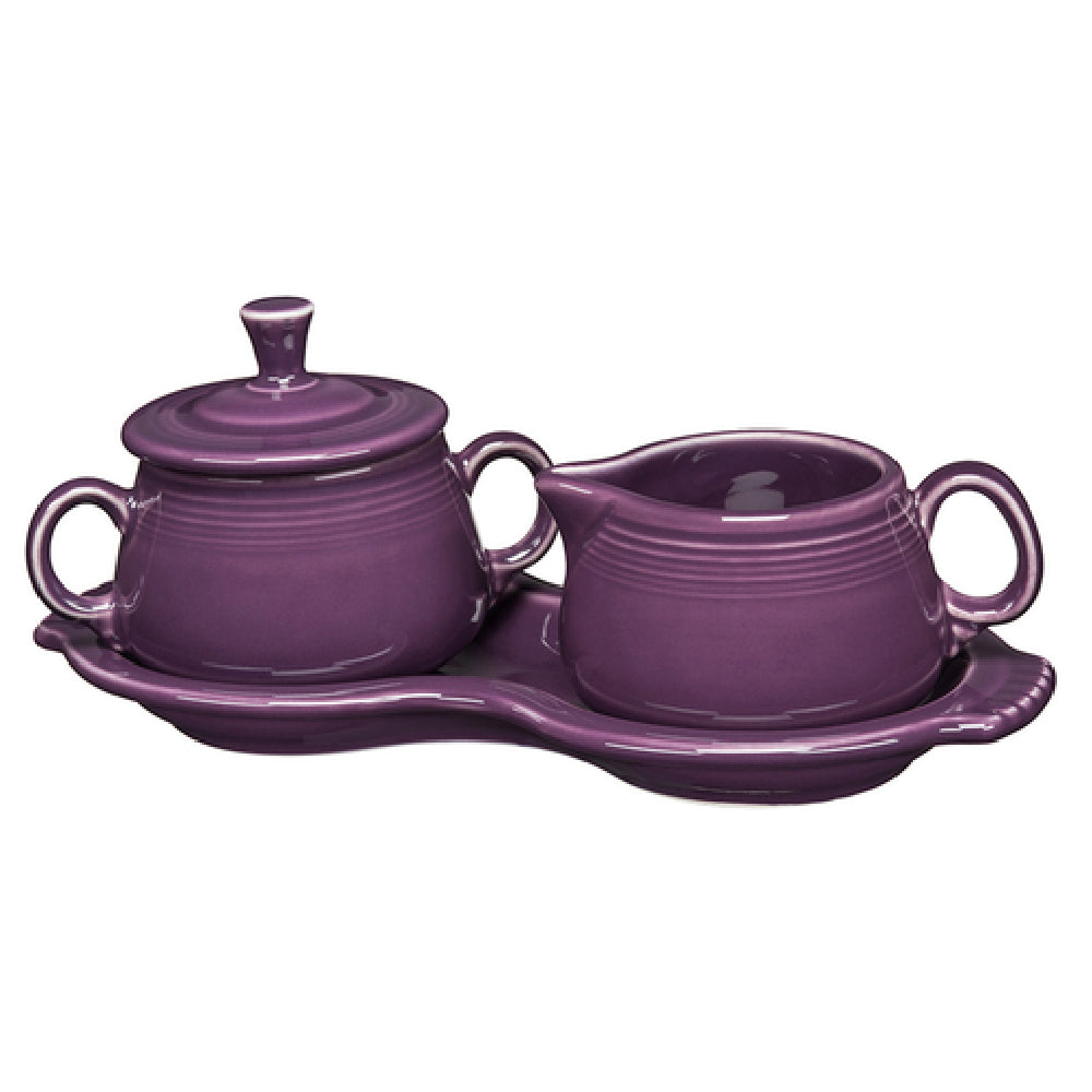 Steelite HL821343 Sugar & Cream Tray Set Includes: (1) 7-3/4 Oz. Sugar Bowl With Lid & Handles