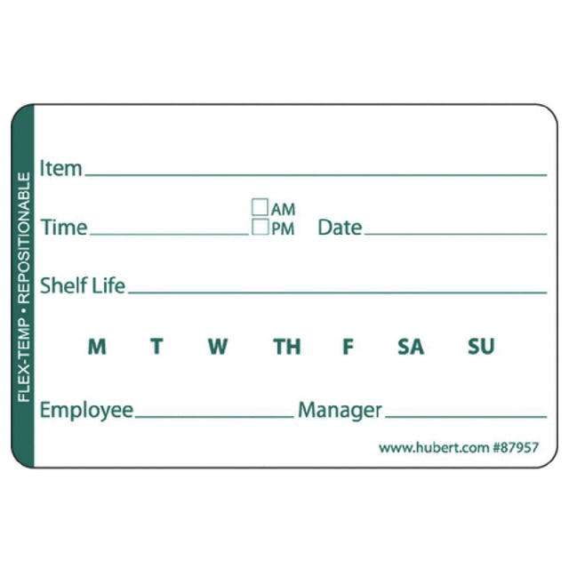 Hubert 87957 - Flex-Temp Shelf Life Label, 3" X 2", Rectangular