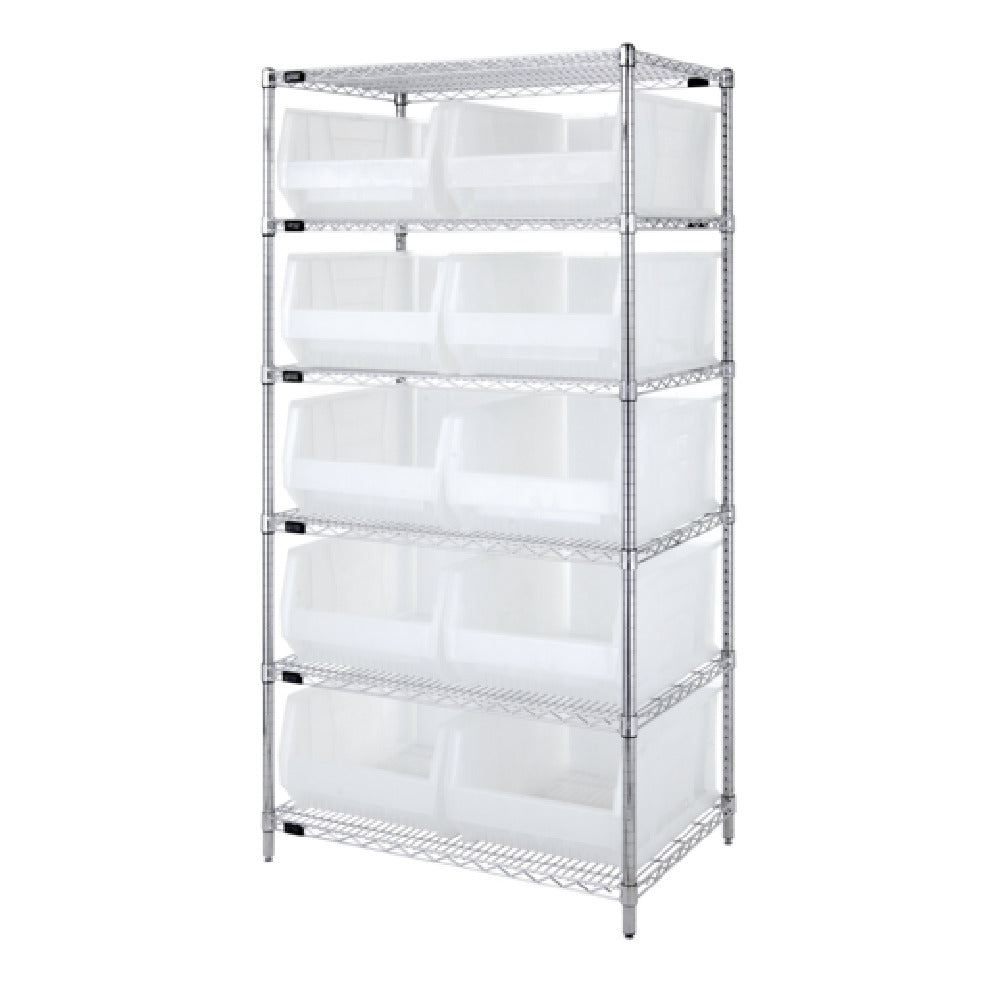 Quantum WR6-954CL Bin Wire Shelving System 36"W X 24"D X 74"H Overall Size 800 Lb. Capacity Per Shelf
