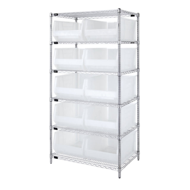 Quantum WR6-954CL Bin Wire Shelving System 36"W X 24"D X 74"H Overall Size 800 Lb. Capacity Per Shelf
