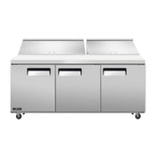Omcan 58009 (PT-TH-1778-HC) Juneau Refrigerated Prep Table Three-section Rear Mount Self-contained Refrigeration