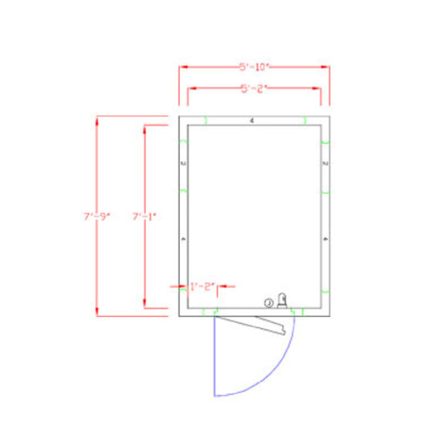 American Panel 6X8C-O Walk-In Cooler 7'-3-3/4" H X 5'-10" W X 7'-9" D Outdoor