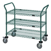 Quantum WRC-2160P-3 Utility Cart 60"W X 21"D X 37-1/2"H (3) Wire Shelves