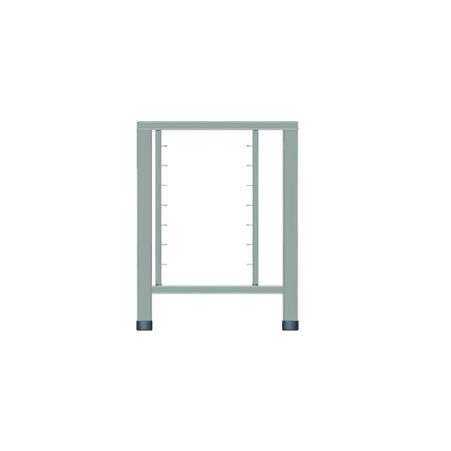 Tecnoeka EKTAS 412STK Stainless Steel Table 24.02"W X 24.8"D X 31.14"H Has Lateral Supports For (7) Trays For Half-size (18" X 13") Evolution Ovens