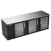 Beverage Air BB94HC-G-B - Refrigerated Back Bar Storage Cabinet, Three-section, 94"W X 30-3/8"D X 34"H