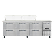 Continental Refrigerator RA93N18-D Refrigerated Base Sandwich Unit 93"W 300 Series Stainless Steel Top With (18) 1/6 Size X 4" Deep Pans