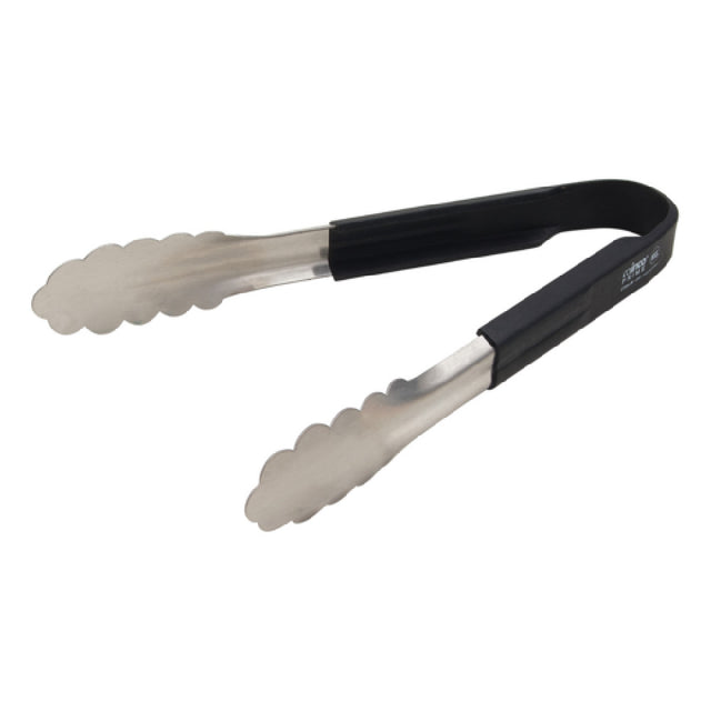 Winco UTSH-9K Utility Tongs 9" Black Silicone Handle