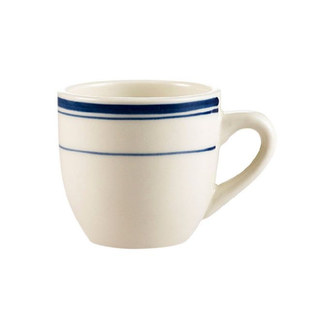 CAC China BLU-35 Blue Line Demitasse Cup 3-1/2 Oz. 2-1/2" Dia. X 2-1/2"H